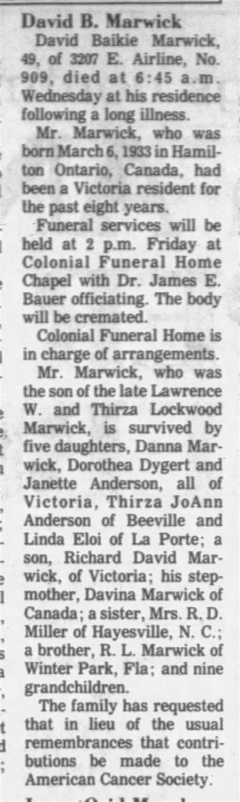 BLEVINS, ROBERT, 82, of <b>Victoria</b>, passed away on. . Victoria advocate obits